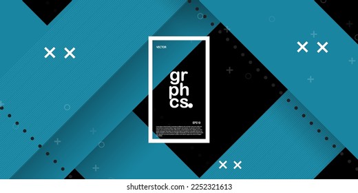 Dark blue green dynamic abstract vector background with straight square. Modern creative overlap design gradient.papercut style. 3d cover of business design.Eps10 vector