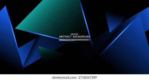 Fundo abstrato geométrico azul escuro e verde. Setas sobrepostas formam um elemento de padrão triangular. Vetor eps10