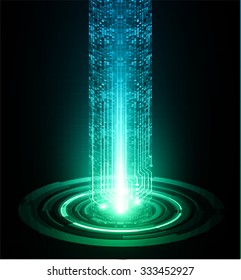Dark blue green illustration of technology internet network computer background with binary number, style background. infographics. Information. motion blur. pixel. Binary digit. number. vector