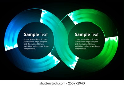 Dark blue green Light Abstract Technology background for computer graphic website internet and business. circle text box. Brochure. card. Infinity