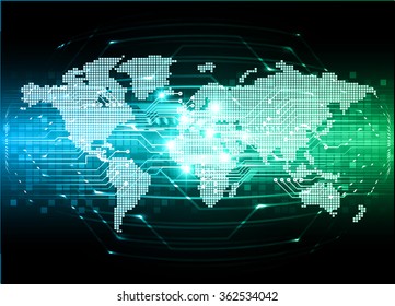 dark blue green Light Abstract Technology background for computer graphic website internet and business.circuit.illustration.digital.infographics.binary code. www.vector.motion move blur. World map