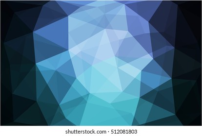 Dark blue, green low poly pattern. A vague abstract illustration with gradient. The best triangular design for your business.