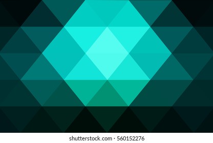 Dark Blue Green Low poly crystal background. Polygon design pattern. Low poly vector illustration, low polygon background.