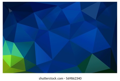 Dark Blue Green Low poly crystal background. Polygon design pattern. Low poly vector illustration, low polygon background.