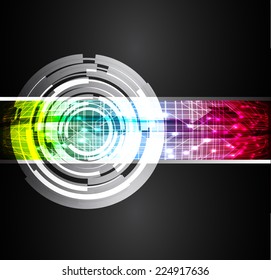 Dark blue green pink Light Abstract Technology background for computer graphic website and internet, circuit board. Black. Silver.