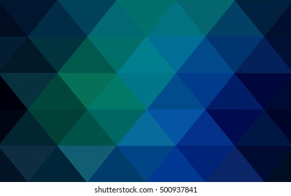 Dark blue, green polygon abstract template. Triangular geometric sample with gradient.  Brand-new design for your business.