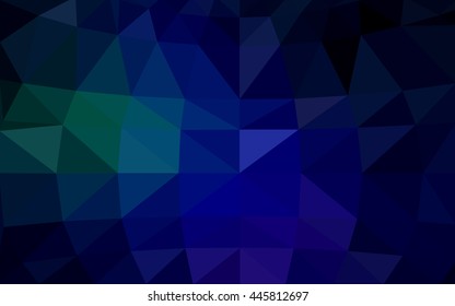 Dark blue, green polygonal illustration, which consist of triangles. Triangular design for your business. Geometric background in Origami style with gradient.