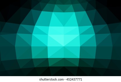 Dark blue, green polygonal illustration, which consist of triangles. Triangular design for your business. Geometric background in Origami style with gradient.