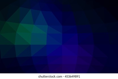 Dark blue, green polygonal illustration, which consist of triangles. Triangular design for your business. Geometric background in Origami style with gradient.