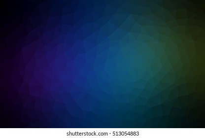 Dark blue, green polygonal template. Colorful abstract illustration with gradient. Triangular pattern for your business design.