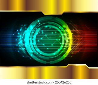 Dark blue green red color Light Abstract Technology background for computer graphic website internet. circuit. gold