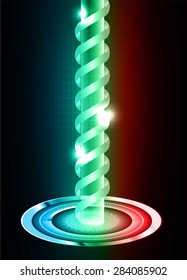 Dark blue green red neon grow light Abstract Technology background for computer graphic website internet and business. circuit. illustration. infographics. ray. spiral, braid