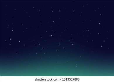 Dark Blue and green Sky with stars vector illustration background.