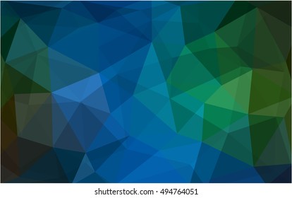 Dark blue, green triangle mosaic template. Glitter abstract illustration with an elegant design. Triangular pattern for your business design.