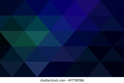 Dark blue, green triangle mosaic pattern. Geometric illustration in Origami style with gradient.  A new texture for your design.