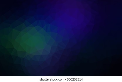 Dark blue, green triangle mosaic pattern. Creative illustration in halftone style with gradient. A completely new template for your business design.
