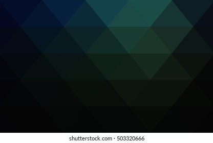 Dark blue, green triangle mosaic background. A completely new color illustration in a vague style. A completely new template for your business design.