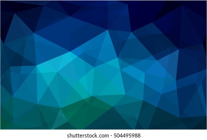 Dark blue, green triangle mosaic template. Triangular geometric sample with gradient.  The completely new template can be used for your brand book.
