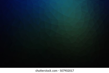 Dark blue, green triangle mosaic pattern. Colorful abstract illustration with gradient. A completely new template for your business design.