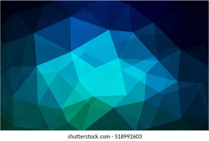 Dark blue, green triangle mosaic template. Creative illustration in halftone style with gradient. The template can be used as a background for cell phones.