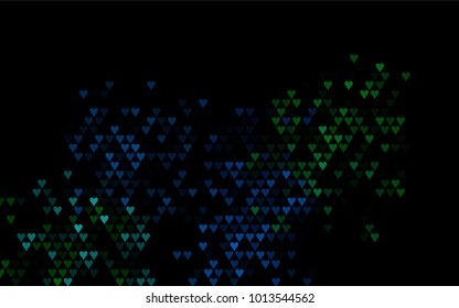 Dark Blue, Green vector abstract small hearts on white background. Template for valentine day with sweet, romantic concept. Amazing pattern for your design, banner, leaflet.