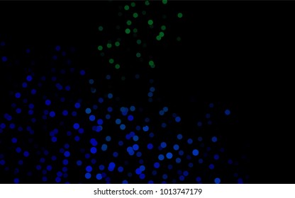Dark Blue, Green vector abstract pattern with circles. Geometry template for your business design. Background with colored spheres.