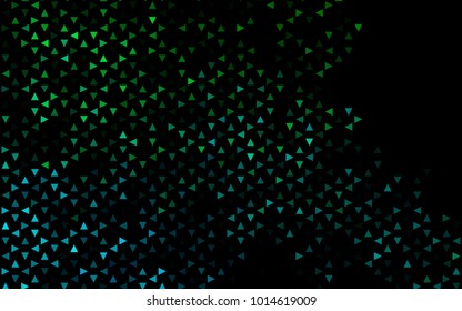 Dark Blue, Green vector abstract colorful background, which consist of triangles. Pattern with colored triangles on white background.