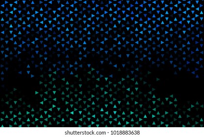 Dark Blue, Green vector abstract colorful background, which consist of triangles. Pattern with colored triangles on white background.