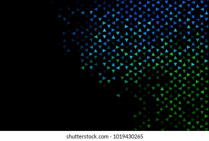 Dark Blue, Green vector abstract colorful background, which consist of triangles. Pattern with colored triangles on white background.