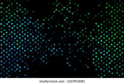 Dark Blue, Green vector abstract colorful background, which consist of triangles. Pattern with colored triangles on white background.