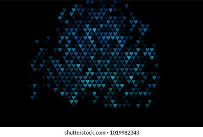 Dark Blue, Green vector abstract lovely pattern with Hearts on white background. Happy Valentine's Day Greeting Card with small hearts. Stock template for your romantic ad, leaflet, banner.