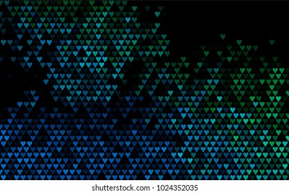 Dark Blue, Green vector abstract lovely pattern with Hearts on white background. Happy Valentine's Day Greeting Card with small hearts. Stock template for your romantic ad, leaflet, banner.