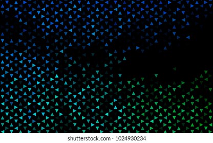 Dark Blue, Green vector abstract colorful background, which consist of triangles. Pattern with colored triangles on white background.