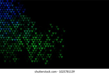 Dark Blue, Green vector abstract small hearts on white background. Template for valentine day with sweet, romantic concept. Amazing pattern for your design, banner, leaflet.