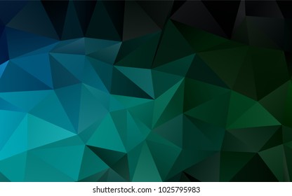 Dark Blue, Green vector abstract polygonal pattern. Triangular geometric sample with gradient.  A completely new design for your business.