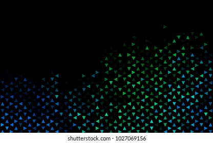 Dark Blue, Green vector abstract colorful background, which consist of triangles. Pattern with colored triangles on white background.