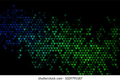Dark Blue, Green vector abstract small hearts on white background. Template for valentine day with sweet, romantic concept. Amazing pattern for your design, banner, leaflet.