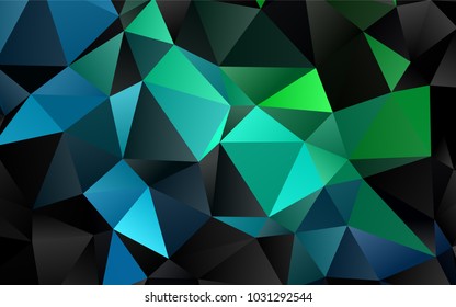 Dark Blue, Green vector abstract mosaic background. Shining colored illustration in a brand-new style. Triangular pattern for your business design.
