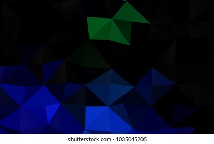 Dark Blue, Green vector abstract mosaic background. Glitter abstract illustration with an elegant design. The best triangular design for your business.