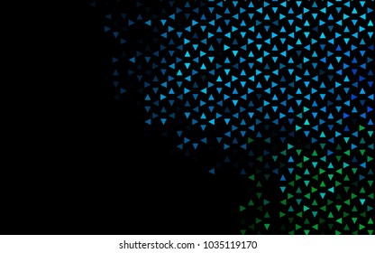 Dark Blue, Green vector abstract colorful background, which consist of triangles. Pattern with colored triangles on white background.