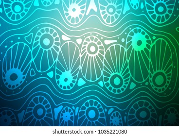 Dark Blue, Green vector abstract doodle pattern. Blurred decorative design in Indian style with Zen tangles. The textured pattern can be used for website.