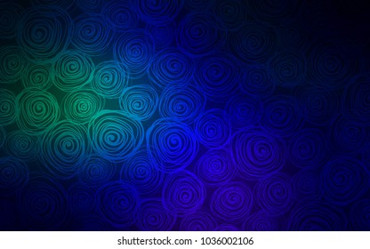 Dark Blue, Green vector abstract doodle template. Shining colored illustration with roses in doodle style. A new texture for your design.