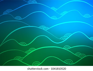 Dark Blue, Green vector abstract doodle template. Creative illustration in blurred style with doodles and Zen tangles. Hand painted design for web, leaflet, textile.