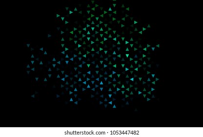 Dark Blue, Green vector abstract colorful background, which consist of triangles. Pattern with colored triangles on white background.