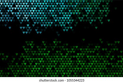 Dark Blue, Green vector abstract small hearts on white background. Template for valentine day with sweet, romantic concept. Amazing pattern for your design, banner, leaflet.