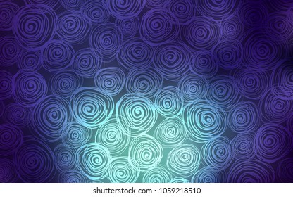 Dark Blue, Green vector abstract doodle background. Sketchy doodles with roses on blurred background. A completely new design for your business.