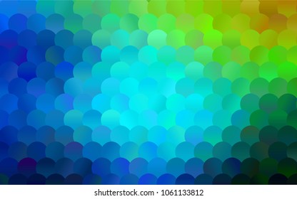 Dark Blue, Green vector abstract pattern with circles. Geometry template for your business design. Background with colored spheres.