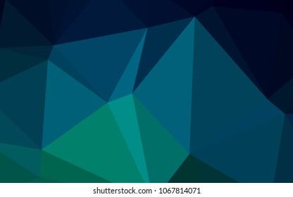 Dark Blue, Green vector abstract mosaic pattern. Triangular geometric sample with gradient.  The template for cell phone's backgrounds.