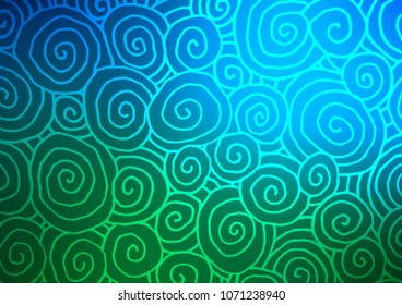 Dark Blue, Green vector abstract doodle template. A vague abstract illustration with doodles in Indian style. Hand painted design for web, wrapping, wallpaper.