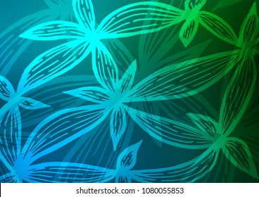 Dark Blue, Green vector abstract doodle pattern. A vague abstract illustration with doodles in Indian style. Brand-new style for your business design.